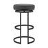 26" Gray And Black Faux Leather And Iron Swivel Backless Counter Height Bar Chair