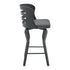 25" Gray And Black Faux Leather And Iron Swivel Low Back Counter Height Bar Chair