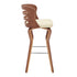 29" Cream And Brown Faux Leather Swivel Low Back Bar Height Bar Chair