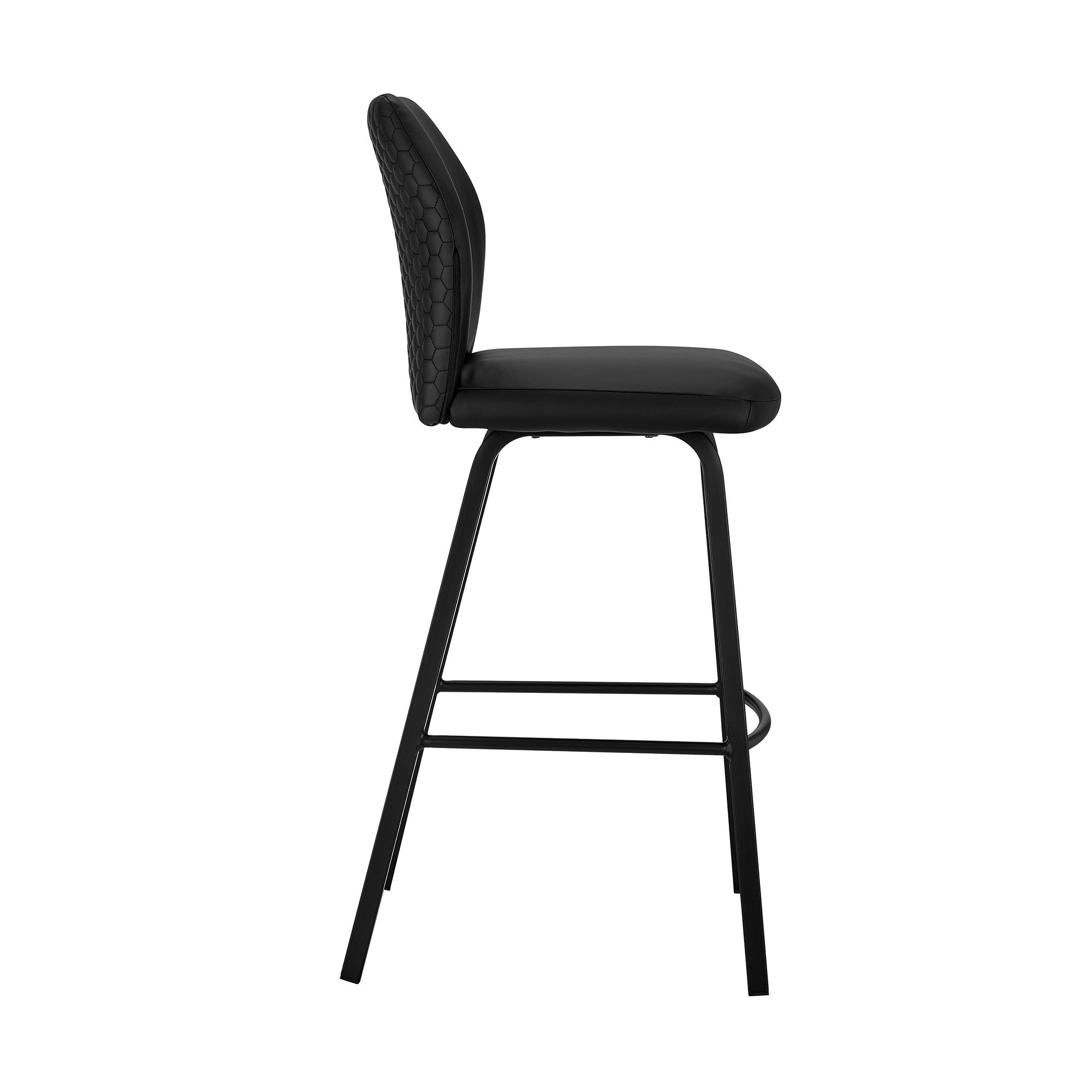 30" Black Faux Leather And Iron Bar Height Bar Chair