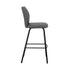 26" Gray And Black Faux Leather And Iron Counter Height Bar Chair