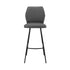 30" Gray And Black Faux Leather And Iron Bar Height Bar Chair