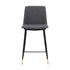 26" Gray And Black Faux Leather And Iron Counter Height Bar Chair