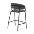 26" Gray And Black Faux Leather And Iron Low Back Counter Height Bar Chair