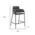 26" Gray And Black Faux Leather And Iron Counter Height Bar Chair