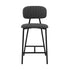 26" Gray And Black Faux Leather And Iron Low Back Counter Height Bar Chair