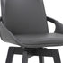 27" Gray And Black Faux Leather Swivel Low Back Bar Height Bar Chair