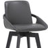 27" Gray And Black Faux Leather Swivel Low Back Bar Height Bar Chair