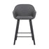 26" Gray And Black Iron Counter Height Bar Chair