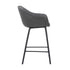 26" Gray And Black Iron Counter Height Bar Chair