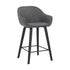 26" Gray And Black Iron Counter Height Bar Chair