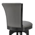 26" Gray And Black Faux Leather And Iron Swivel Counter Height Bar Chair