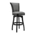 26" Gray And Black Faux Leather And Iron Swivel Counter Height Bar Chair