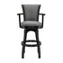 26" Gray And Black Faux Leather And Iron Swivel Counter Height Bar Chair