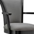 30" Gray And Black Faux Leather And Iron Swivel Bar Height Bar Chair