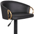 24" Black Faux Leather And Iron Swivel Low Back Adjustable Height Bar Chair