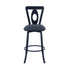 30" Gray And Black Faux Leather And Iron Swivel Bar Height Bar Chair