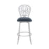 30" Gray And Silver Iron Swivel Bar Height Bar Chair