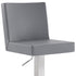 24" Gray And Silver Faux Leather And Iron Swivel Adjustable Height Bar Chair