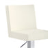 24" White And Silver Faux Leather And Iron Swivel Adjustable Height Bar Chair