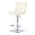 24" White And Silver Faux Leather And Iron Swivel Adjustable Height Bar Chair