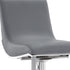 26" Gray And Silver Faux Leather And Iron Swivel Adjustable Height Bar Chair