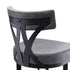 30" Gray And Black Faux Leather And Iron Low Back Bar Height Bar Chair