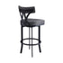 26" Gray And Black Faux Leather And Iron Low Back Counter Height Bar Chair