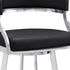 26" Black And Silver Faux Leather And Iron Swivel Low Back Counter Height Bar Chair