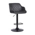 25" Gray And Black Faux Leather And Iron Swivel Low Back Adjustable Height Bar Chair