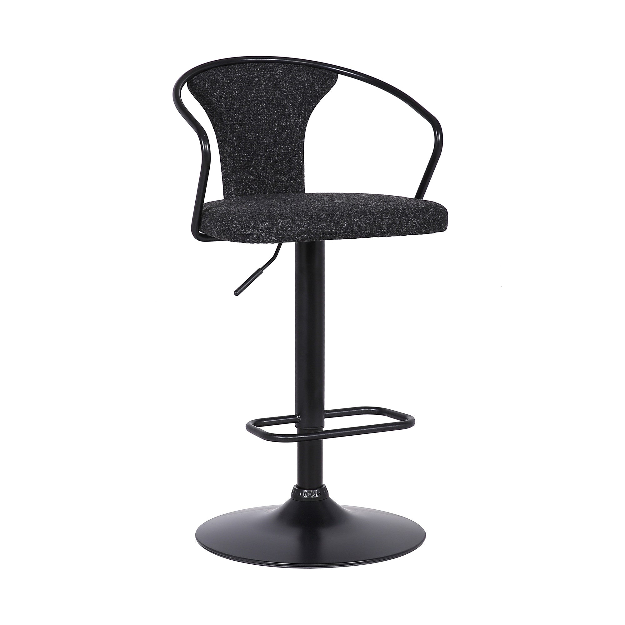 24" Black Iron Low Back Adjustable Height Bar Chair