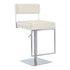 25" White And Silver Faux Leather And Iron Swivel Low Back Adjustable Height Bar Chair