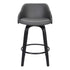 26" Gray And Black Iron Swivel Low Back Counter Height Bar Chair