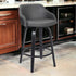 26" Gray And Black Iron Swivel Low Back Counter Height Bar Chair