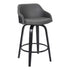 30" Gray And Black Iron Swivel Low Back Bar Height Bar Chair