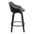 30" Gray And Black Iron Swivel Low Back Bar Height Bar Chair