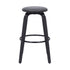 29" Gray And Black Solid Wood Swivel Backless Bar Height Bar Chair