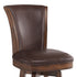 26" Brown And Chestnut Faux Leather And Solid Wood Swivel Counter Height Bar Chair