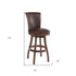 26" Brown And Chestnut Faux Leather And Solid Wood Swivel Counter Height Bar Chair