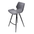 26" Gray And Black Faux Leather And Iron Counter Height Bar Chair