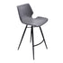 26" Gray And Black Faux Leather And Iron Counter Height Bar Chair