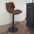 21" Coffee And Black Faux Leather And Iron Swivel Low Back Adjustable Height Bar Chair