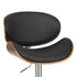 25" Black And Silver Faux Leather And Solid Wood Swivel Low Back Adjustable Height Bar Chair