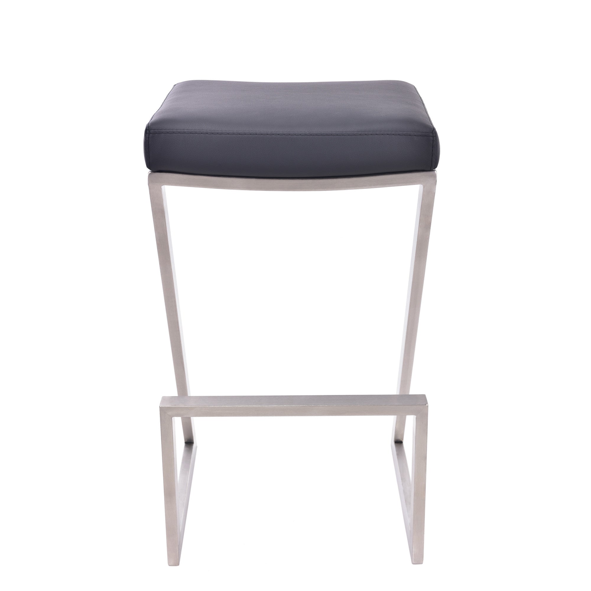 26" Gray And Silver Iron Backless Counter Height Bar Chair