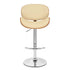 25" Cream And Silver Faux Leather And Solid Wood Swivel Low Back Adjustable Height Bar Chair