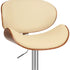 25" Cream And Silver Faux Leather And Solid Wood Swivel Low Back Adjustable Height Bar Chair