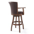 26" Brown And Chestnut Faux Leather And Solid Wood Swivel Counter Height Bar Chair