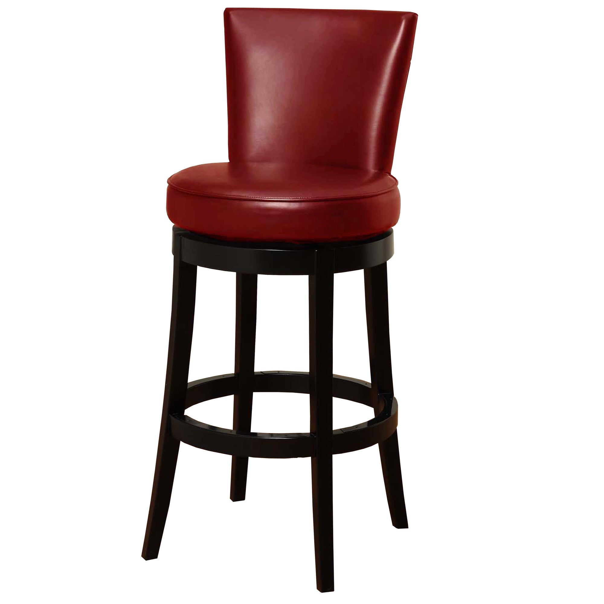 30" Red And Black Solid Wood Swivel Bar Height Bar Chair