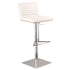 22" White And Silver Iron Swivel Low Back Adjustable Height Bar Chair