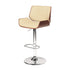 24" Cream And Silver Iron Swivel Low Back Adjustable Height Bar Chair